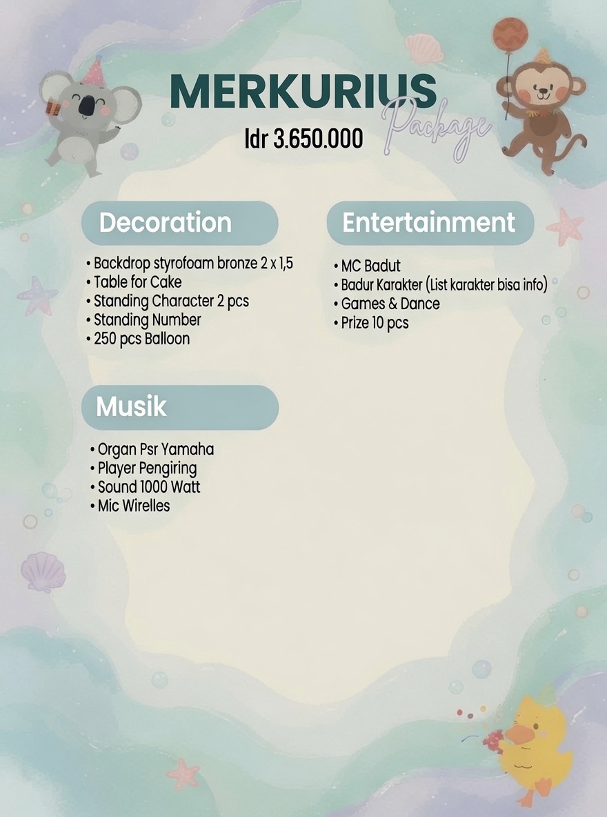 Paket Merkurius - Idr 3.650.000