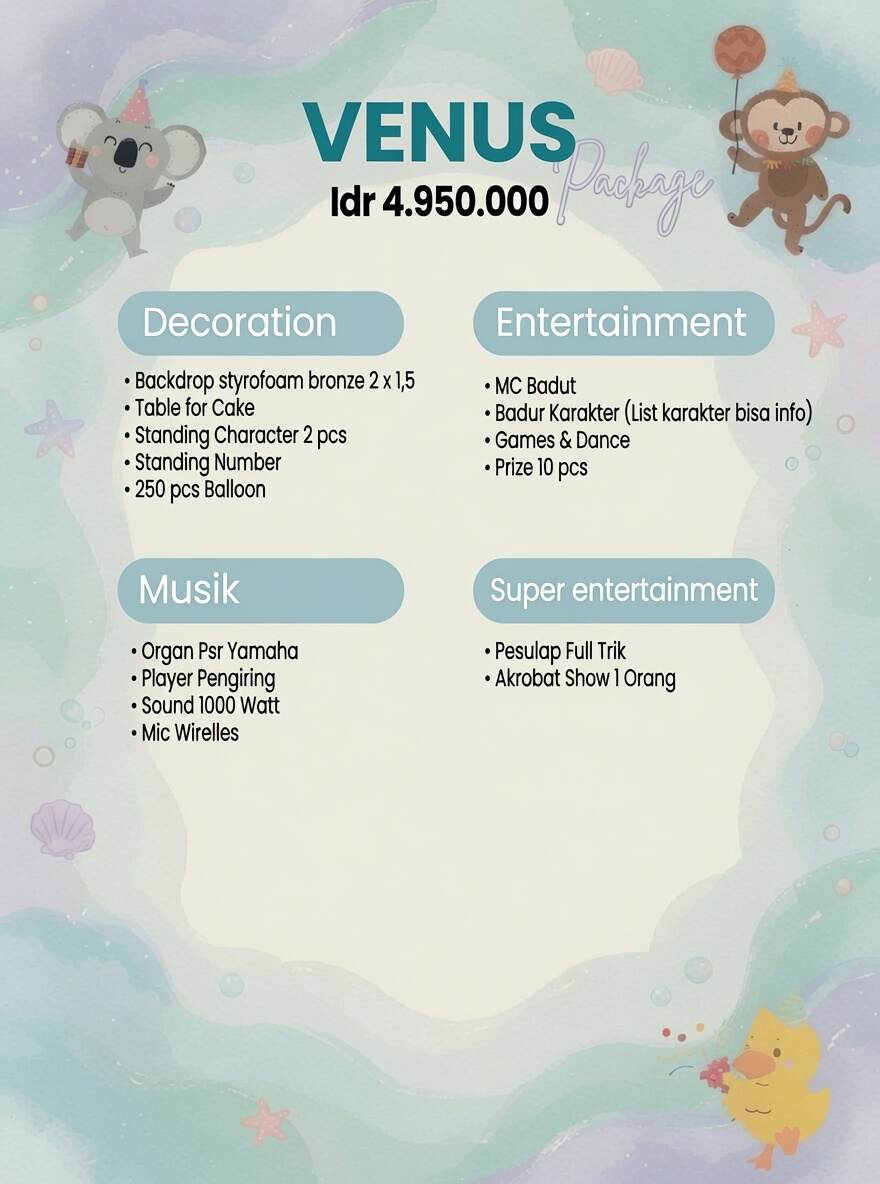 Paket Venus - Idr 4.950.000