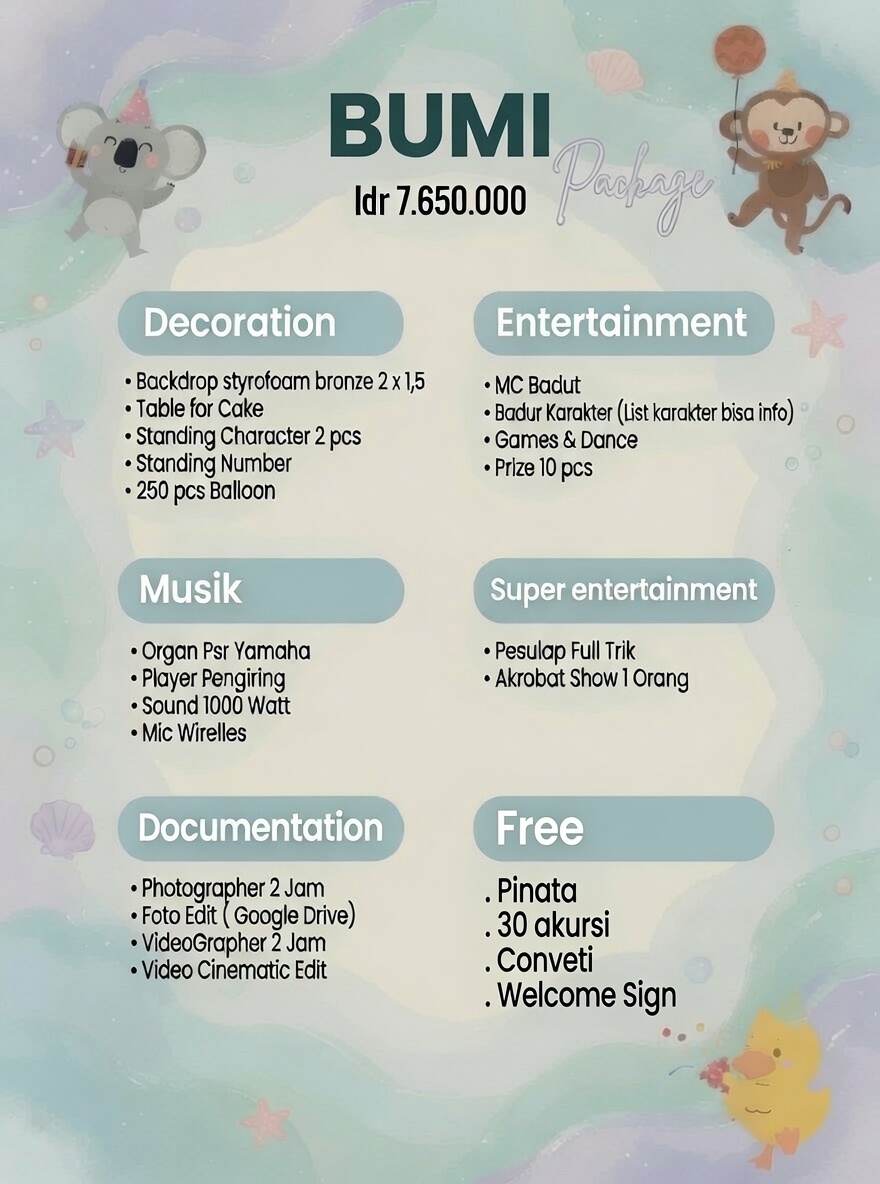 Paket Bumi - Idr 7.650.000